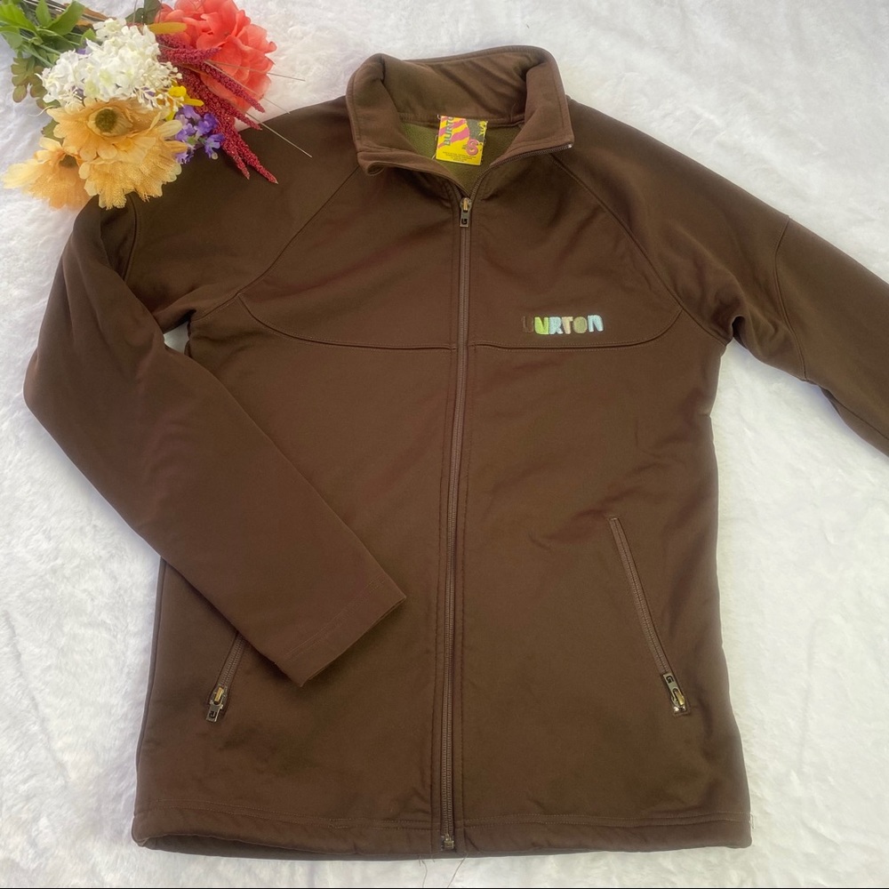 Burton Embroidered Brown Zip Up Synch Jacket